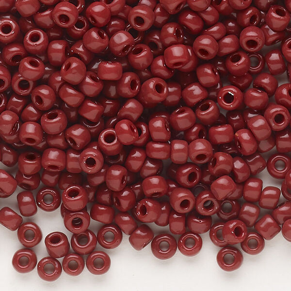 Seed bead, Dyna-Mites™, glass, opaque brick red, #6 round. Sold per 40-gram pkg. image number 0