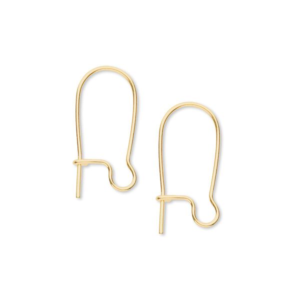 Ear wire, gold-plated brass, 18mm kidney with open loop, 21 gauge. Sold per pkg of 50 pairs. image number 0