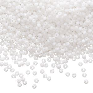 Seed bead, Preciosa Ornela Czech glass, pkg/50g, #11 rocaille, opaque white, (03050).