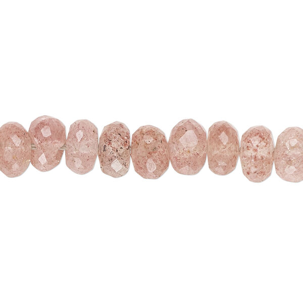 Strawberry quartz 1pkg1, hand-cut faceted rondelle bead natural B grade, 14 inch 7x4mm-9x5mm image number 0