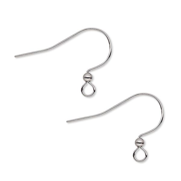 Ear wire, gunmetal-plated brass, 17mm fishhook with 2.5mm ball and open loop, 22 gauge. Sold per pkg of 50 pairs. image number 0