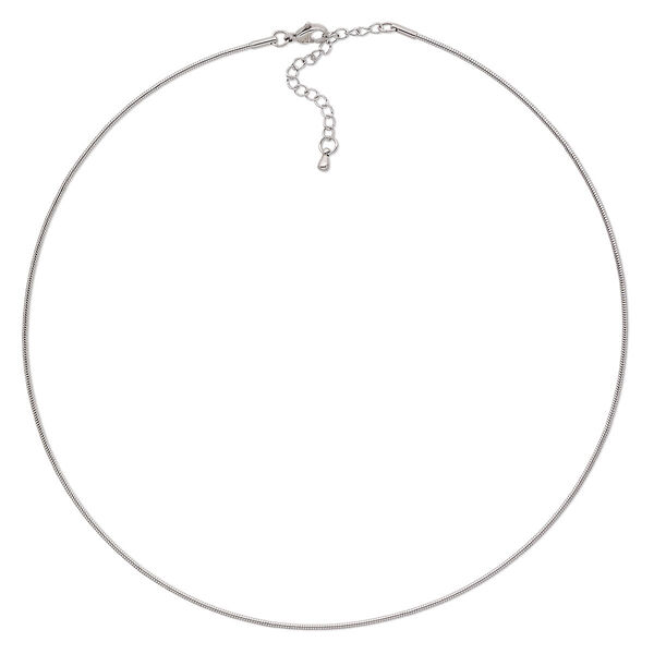 Chain, stainless steel, 1.5mm omega, 18 inches with 2-inch extender chain and lobster claw clasp. Sold individually. image number 0