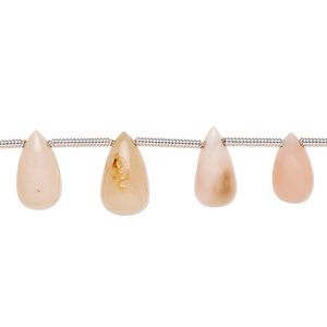 Pink opal / peach opal 1pkg17, hand-cut top-drilled teardrop bead natural 9x5mm-13x7mm