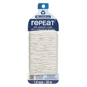 Cord, Beadalon® RePEaT™, recycled polyethylene, cloud, 1mm, 100-pound test. Sold per 20-meter card.