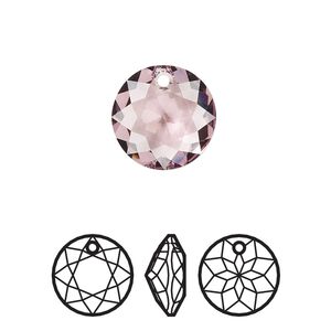 Drop 24pk light amethyst, Swarovski® 14mm pendant classic cut 6430