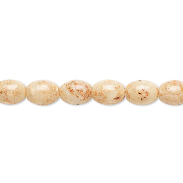 Bead, riverstone (dyed), light brown, 8x6mm oval, B grade, Mohs hardness 3-1/2. Sold per 15" to 16" strand. image number 0
