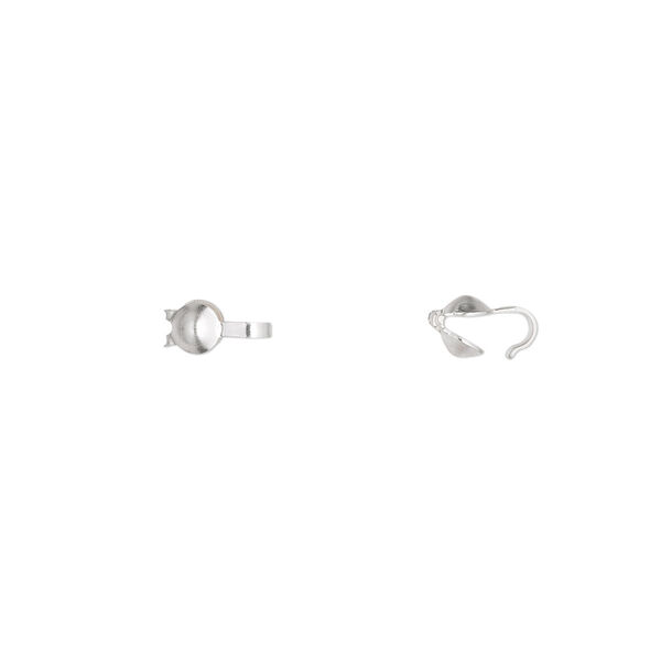 Bead tip, sterling silver, 6.5x3.5mm bottom clamp-on. Sold per pkg of 10. image number 0