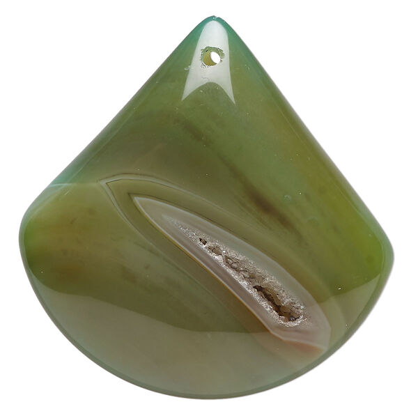 Druzy green agate 1pkg1, puffed teardrop focal B grade, 45x42mm-51x50mm image number 0