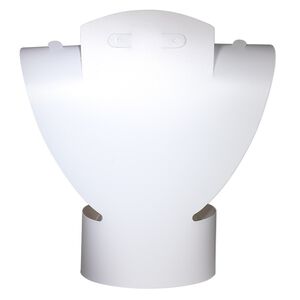 Display, foldable, necklace and earring, acrylic, smooth white, 10-1/4 x 9-1/4 x 3-3/4 inches assembled. Sold individually.