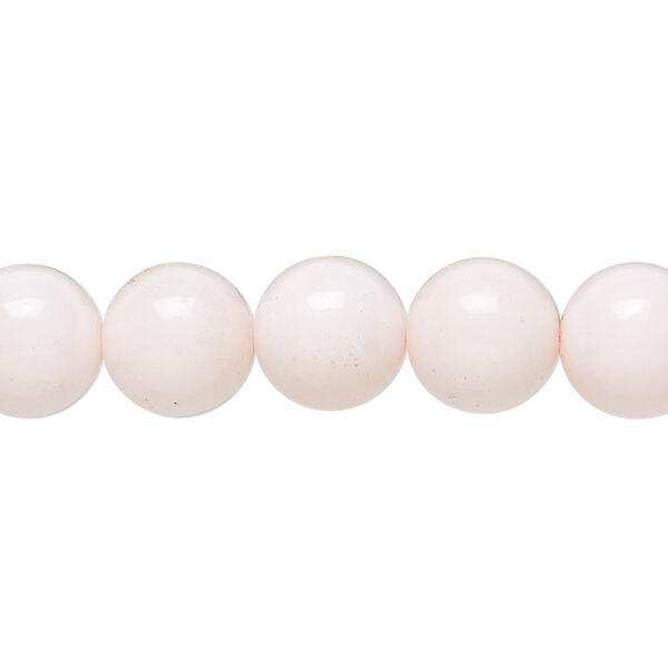 Bead, mangano calcite (coated), opaque to semitranslucent, 10mm hand-cut round, B grade, Mohs hardness 2-1/2 to 3. Sold per 8-inch strand, approximately 20 beads. image number 0