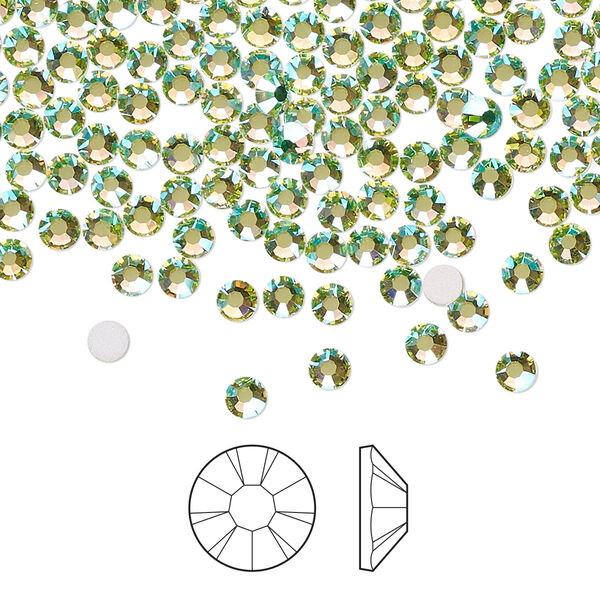 Flat back 1440pk limecicle AB foil back, Preciosa MAXIMA Czech crystal rhinestone 3-3.2mm chaton rose round SS12 image number 0