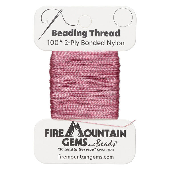 Thread, nylon, dusty rose, size AA. Sold per 50-yard card. image number 0
