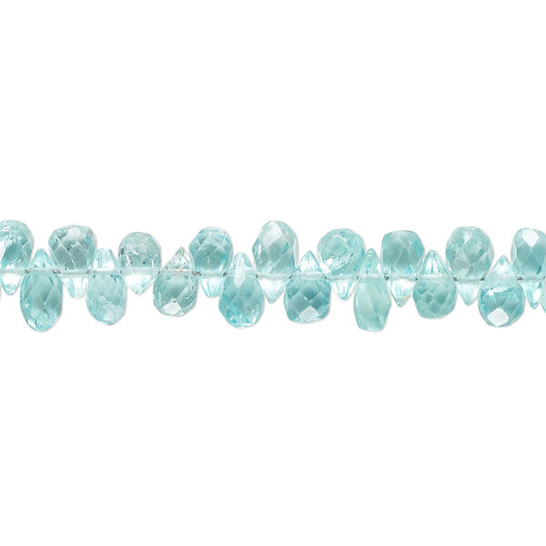 Bead, apatite (natural), 5x3mm-8x4mm hand-cut faceted teardrop, B- grade, Mohs hardness 5. Sold per 7-inch strand, approximately 85 beads. image number 0