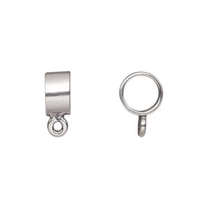 Bead, JBB Findings, antiqued sterling silver, 9.5x5.5mm smooth round tube with closed loop. Sold individually.