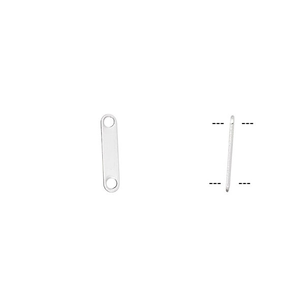 Spacer bar, silver-plated brass, 11x2.5mm 2-strand, fits up to 8mm bead. Sold per pkg of 100. image number 0