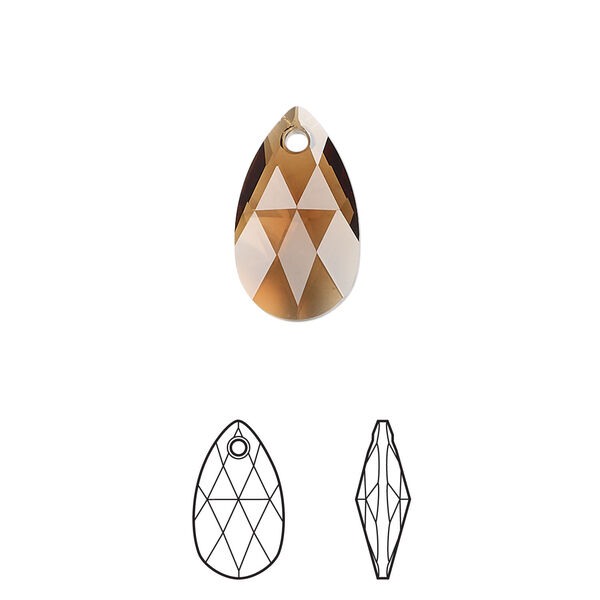 Drop 1pkg2 smoked topaz, Crystal Passions® Regenerated 16mm pendant pear 6106 image number 0