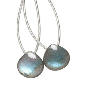 Labradorite 1pkg2, hand-cut top-drilled puffed teardrop bead natural 14x14mm