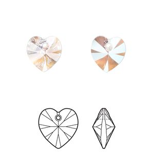Drop 24pk crystal shimmer, Crystal Passions® 10mm pendant heart 6228