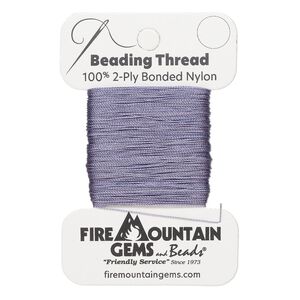 Thread, nylon, lilac, size AA. Sold per 50-yard card.