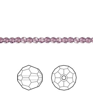 Bead 12pk amethyst, Crystal Passions® 3mm round 5000