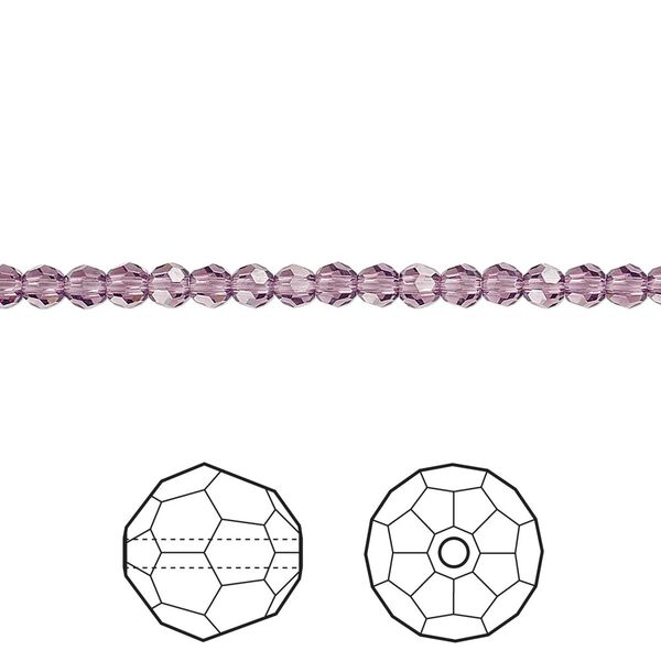 Bead 12pk amethyst, Crystal Passions® 3mm round 5000 image number 0
