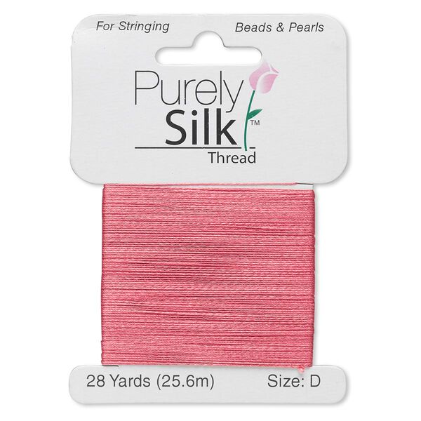 Thread, Purely Silk™, coral, size D. Sold per 28-yard card. image number 0