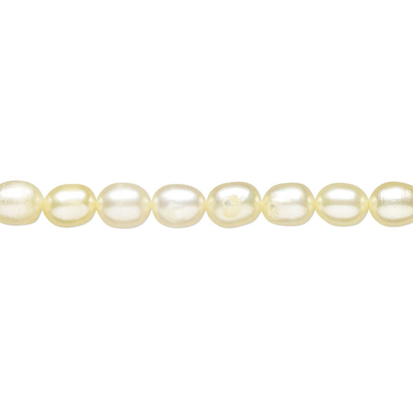 Pearl 1pkg1 cultured freshwater, 4-6mm rice C grade, 15 inch dyed jonquil image number 0