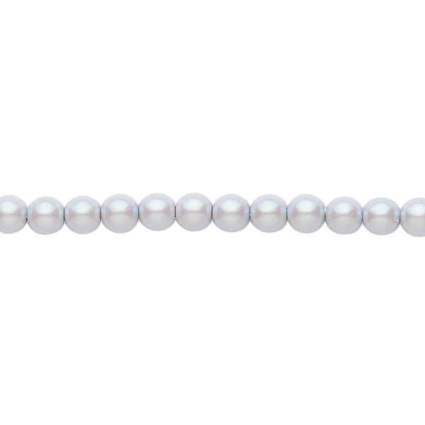 Bead, Czech pearl-coated glass druk, opaque iridescent grey, 4mm round. Sold per 15-1/2" to 16" strand. image number 0