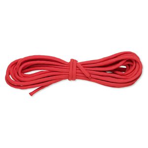 Cord, nylon parachute, red, 4mm round, 550-pound test. Sold per pkg of 16 feet.
