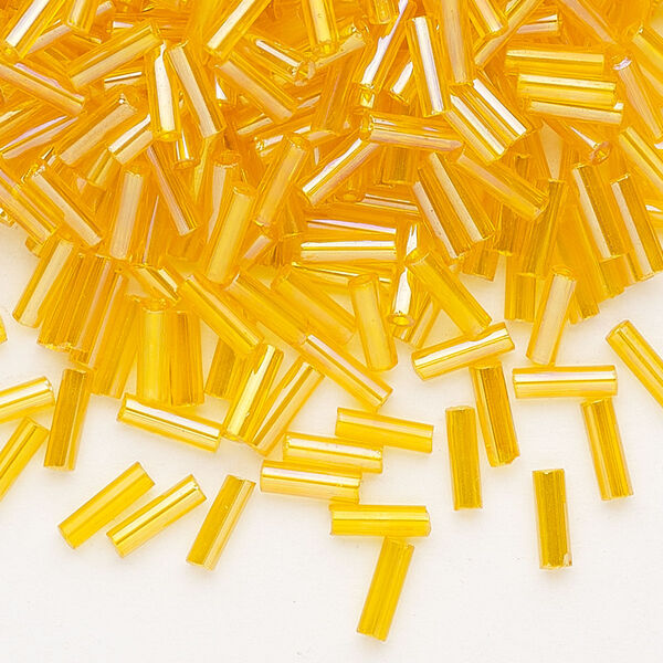 Bead, Preciosa Ornela Czech glass, bugle bead, pkg/500g, 1/4 inch, rainbow translucent hyacinth, (81060). image number 0
