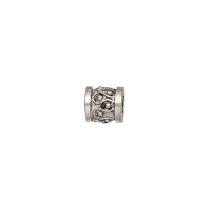 Bead, pewter (tin-based alloy), pkg/1, antiqued, 8x6mm tube with wire design.