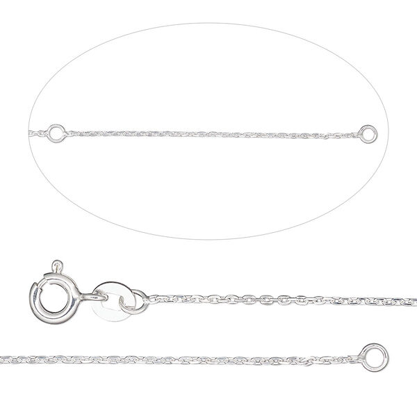 Chain, Gossamer™, sterling silver, 1mm diamond-cut cable, adjustable at 18 and 20 inches with springring clasp. Sold individually. image number 0