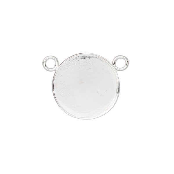 Connector, sterling silver, 17mm round with 16mm bezel cup setting. Sold individually. image number 0