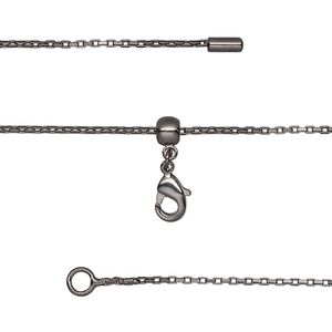 Chain 1pkg1 box, 0.9mm / lobster claw clasp, black-finished brass adjustable 16 to 23.5 inch