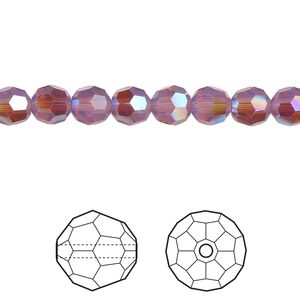 Bead 12pk cyclamen opal shimmer, Crystal Passions® 6mm round 5000