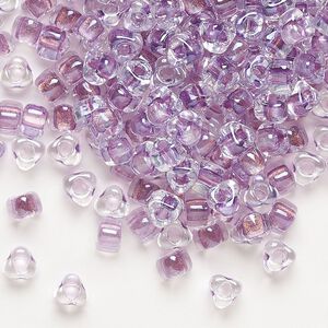 Seed bead, Miyuki, glass, transparent clear color-lined lilac, (TR1113), #5 triangle. Sold per 250-gram pkg.