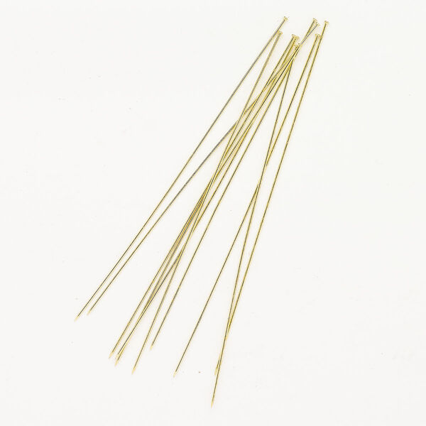 Brass 1pkg10, stick pin, gold-finished 18 gauge 5 inch image number 0