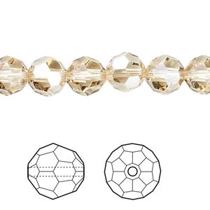Bead 12pk crystal golden shadow, Crystal Passions® 8mm round 5000