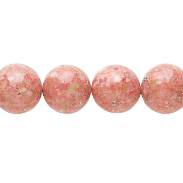 Multi-gemstone / mother-of-pearl shell / resin 1pkg1, round bead 15 inch 11-13mm image number 0