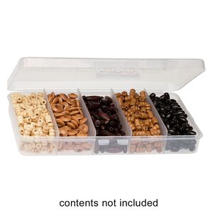 Organizer box, plastic, clear, 5 long cells, 7x3-3/4 x1 inch. Sold per pkg of 2.