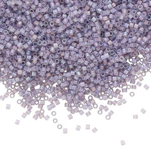 Seed bead, Delica®, glass, pkg/50g, #15 round, translucent matte rainbow light amethyst (DBS-0870).