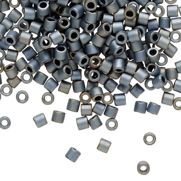 Seed bead, Delica®, glass, pkg/7.5g, #8 round, opaque matte luster black (DBL-0307). image number 0