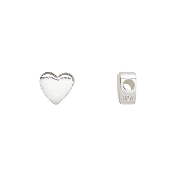 Bead, sterling silver, 4mm top-drilled flat heart. Sold per pkg of 2. image number 0