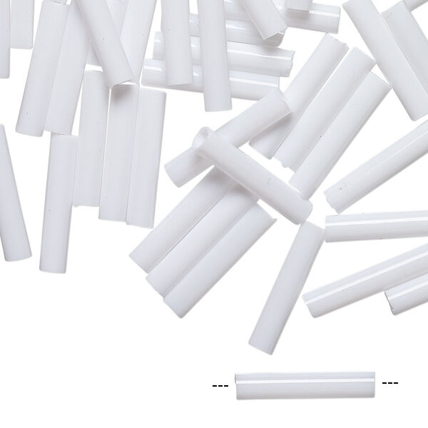 Bead, vintage German acrylic, white, 15x3mm round tube. Sold per pkg of 100. image number 0