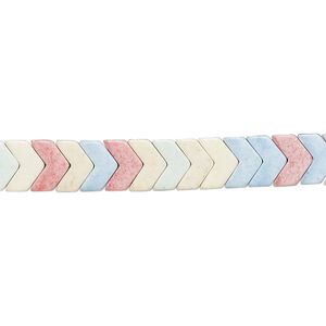 Bead, porcelain, opaque shiny multicolored, 6.5x5mm chevron. Sold per 15-1/2" to 16" strand, approximately 110 to 130 beads.