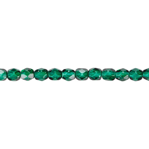 Bead, Czech fire-polished dipped décor glass, teal, 4mm faceted round. Sold per 15-1/2" to 16" strand, approximately 100 beads. image number 0