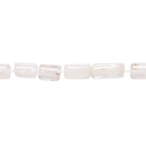 Quartz crystal 1pkg1, hand-cut round tube bead natural, 13 inch 7x4mm-14x5mm