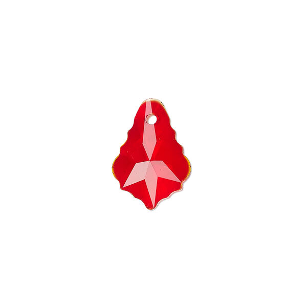 Drop, glass, transparent red, 16x11mm baroque. Sold per pkg of 10. image number 0