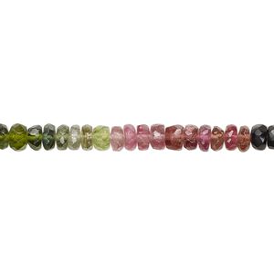 Multi-tourmaline 1pkg1, hand-cut faceted rondelle bead natural 13 inch 3x2mm-5x3mm