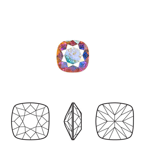 Fancy stone 2pk crystal AB foil back, Crystal Passions® 10mm cushion 4470 image number 0